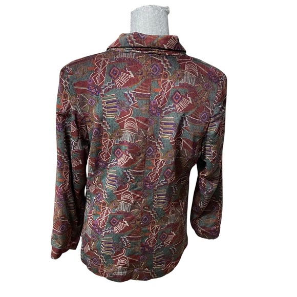 Top Lady Fashion Blazer Jacket Sz 11 Abstract Geometric, Corduroy Texture - Picture 3 of 12